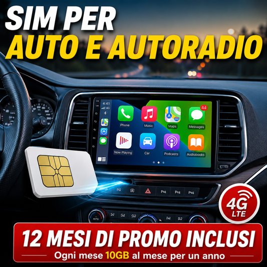 SIM Auto Autoradio Android Antifurto GPS 12 Mesi Inclusi 10GB No Abbonamento