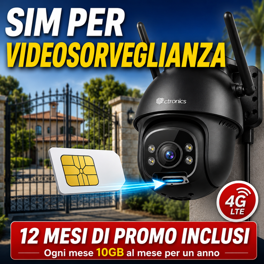 SIM Videosorveglianza 12 Mesi Inclusi | 10GB + 500 Minuti + 50 SMS | No Abbonamento