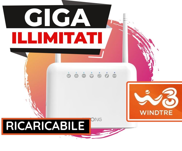 Modem Router Wifi + SIM GIGA ILLIMITATI WindTre a 10,99€ al mese