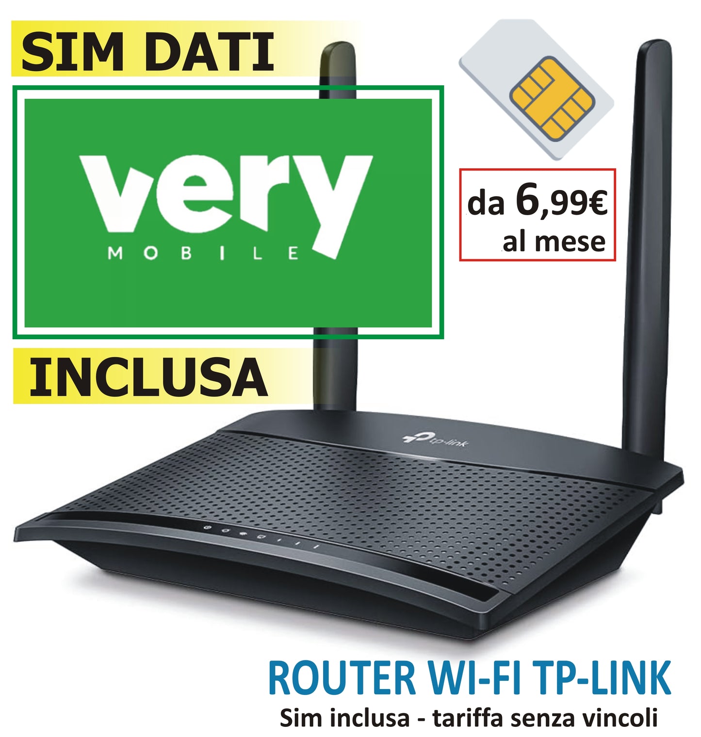 TP-LINK - MODEM ROUTER WIFI 4G + Sim Dati VERY da 6,99€ al mese