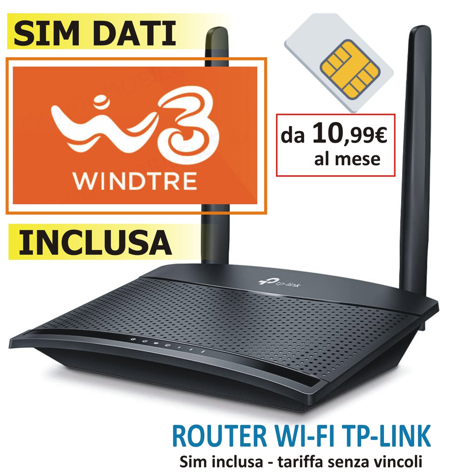 TP-LINK - MODEM ROUTER WIFI 4G + Sim Dati WIND3 da 10,99€ al mese