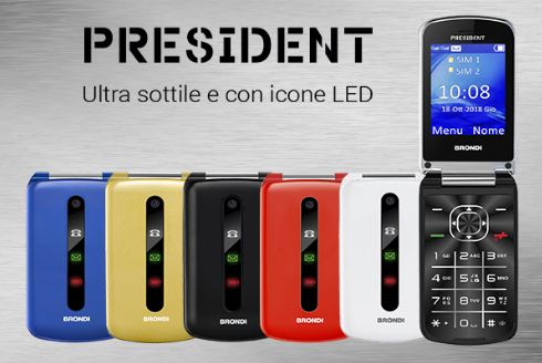 Cellulare BRONDI PRESIDENT - Ultra Sottile con Led