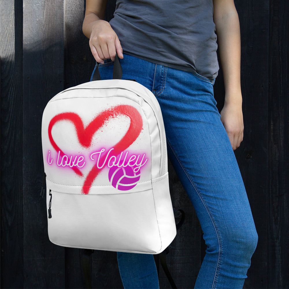 Zaino "i love Volley" bianco con bretelle nere