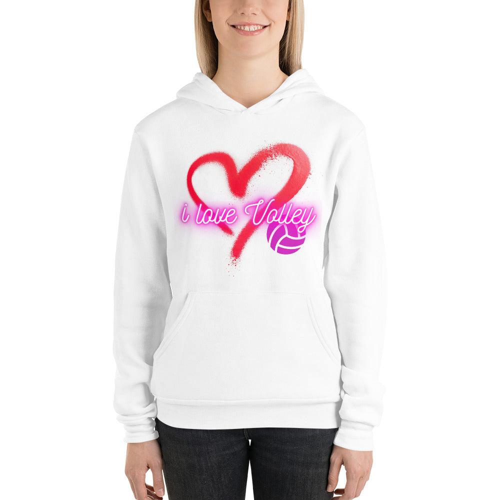 Felpa "i love Volley" con cappuccio