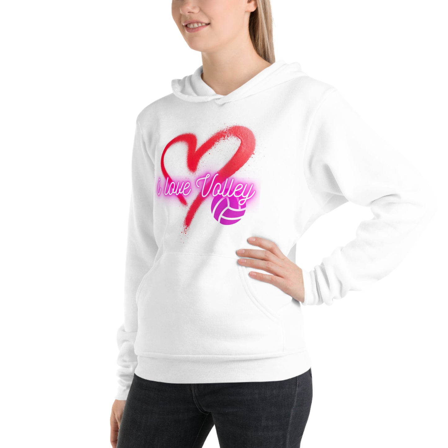 Felpa "i love Volley" con cappuccio
