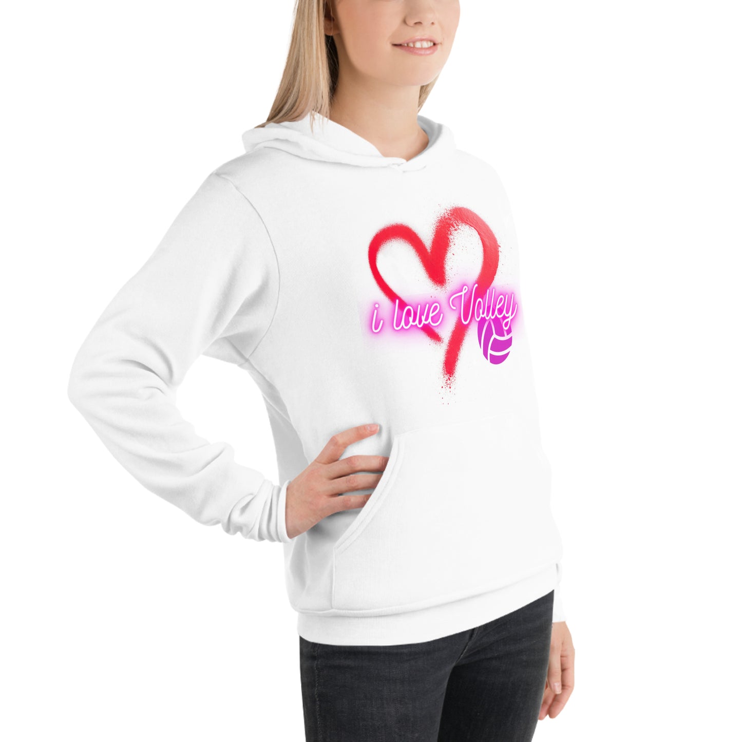 Felpa "i love Volley" con cappuccio