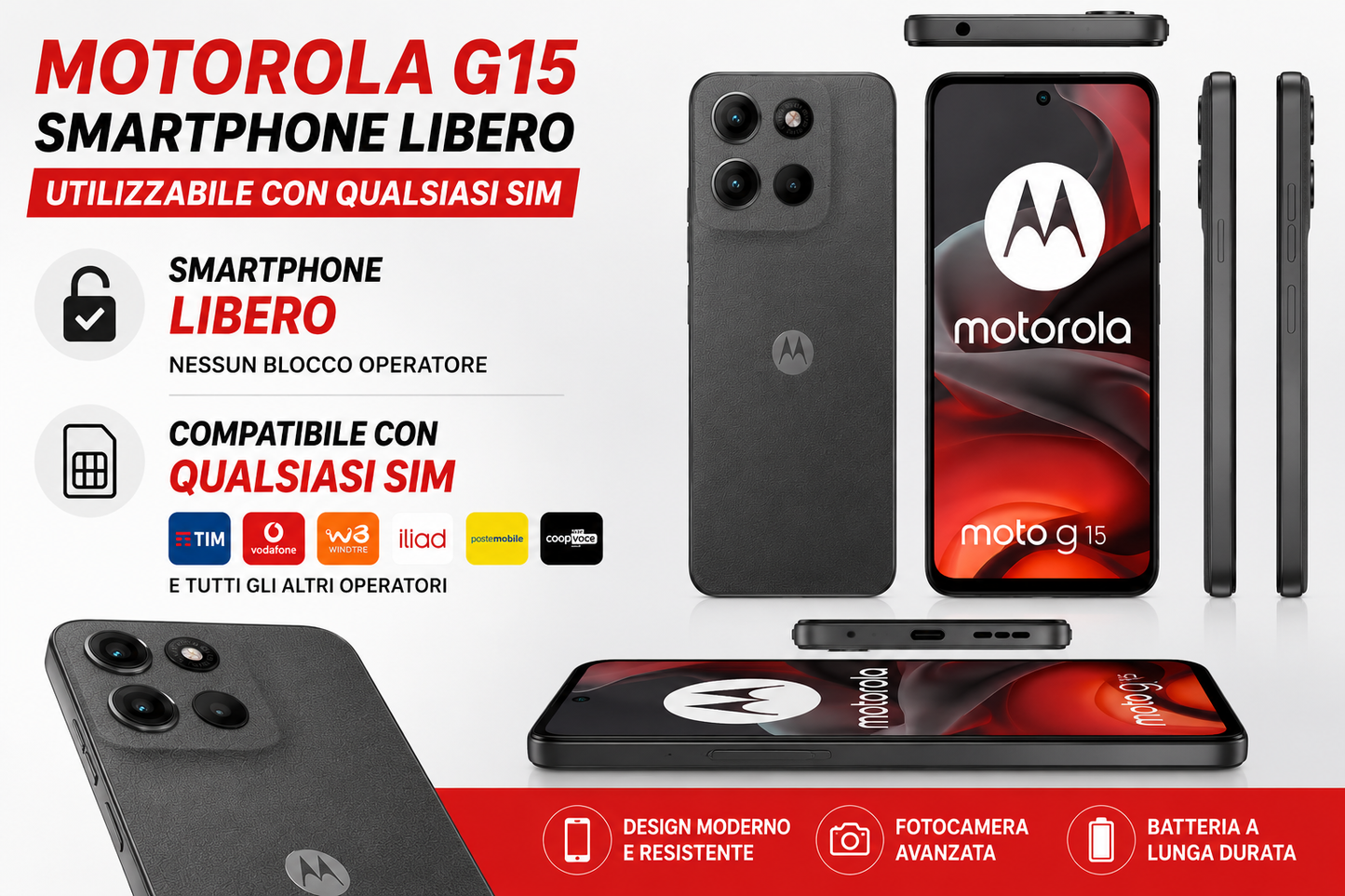 MOTOROLA G15 + SIM VODAFONE 150B a 11,94€ al mese senza vincoli