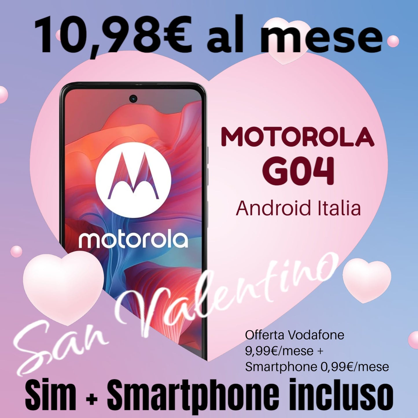 SIM + SMARTPHONE MOTOROLA G04 Android a 10,98€ al mese