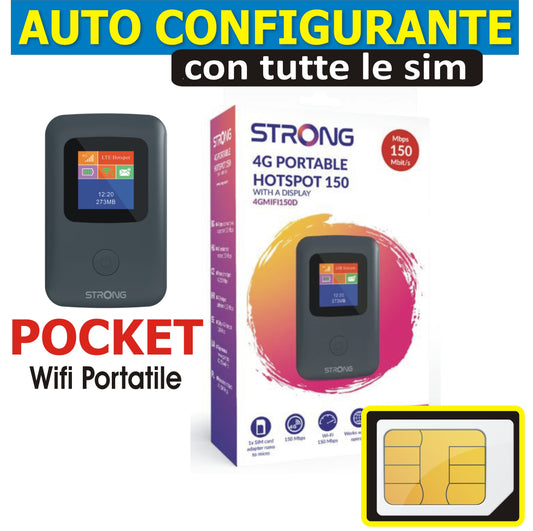 POCKET WIfi STRONG TASCABILE con Slot SIM 4G pronto all'uso