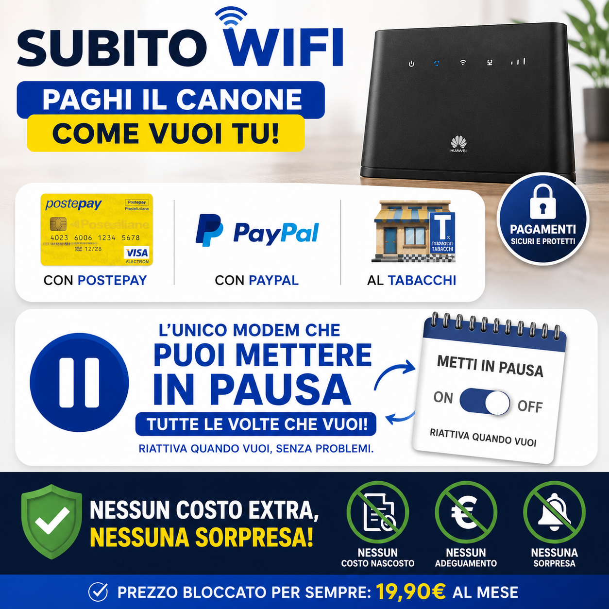 MODEM a NOLEGGIO con Internet Illimitato senza costi e senza vincoli