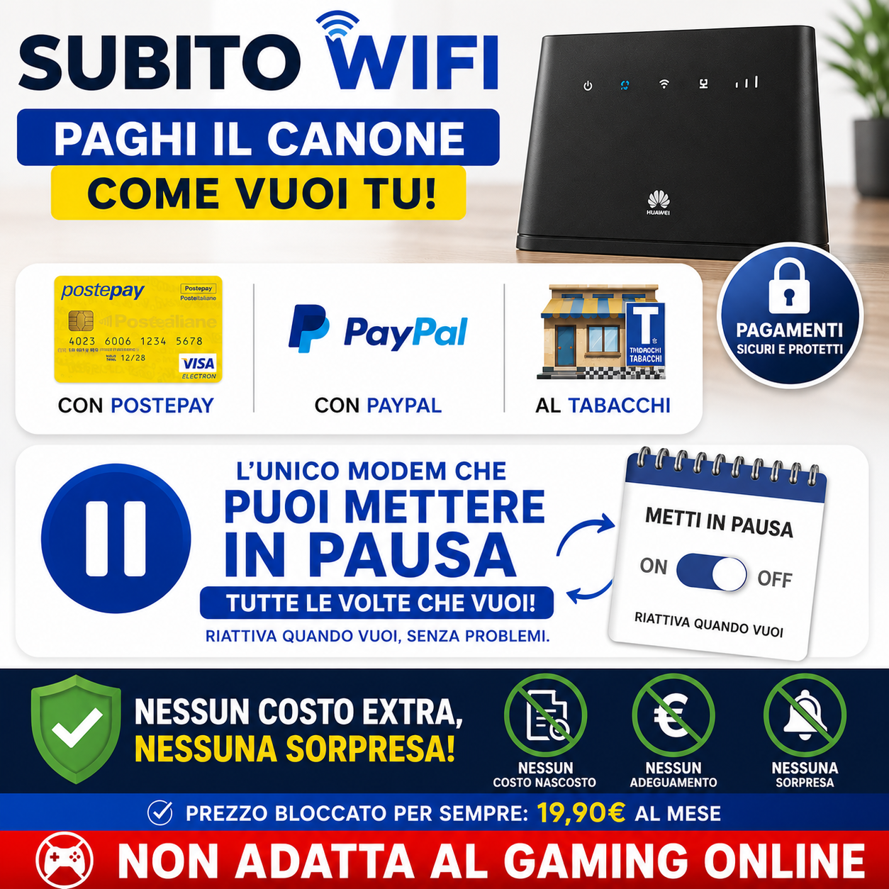 MODEM a NOLEGGIO con Internet Illimitato senza costi e senza vincoli