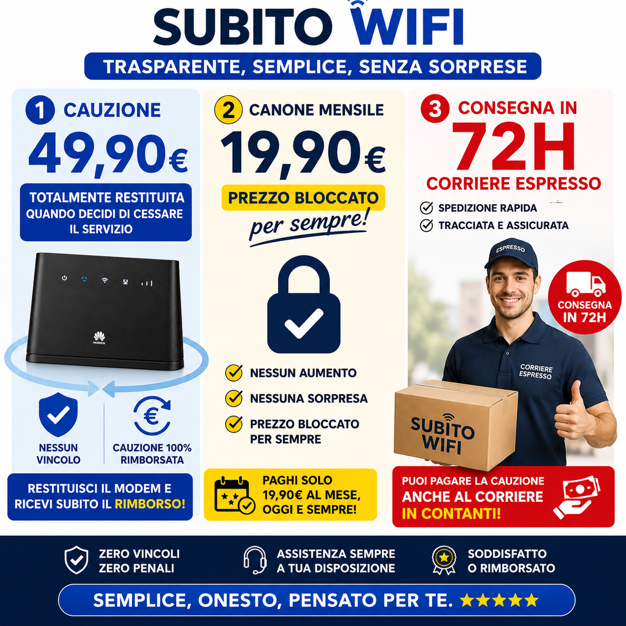 MODEM a NOLEGGIO con Internet Illimitato senza costi e senza vincoli