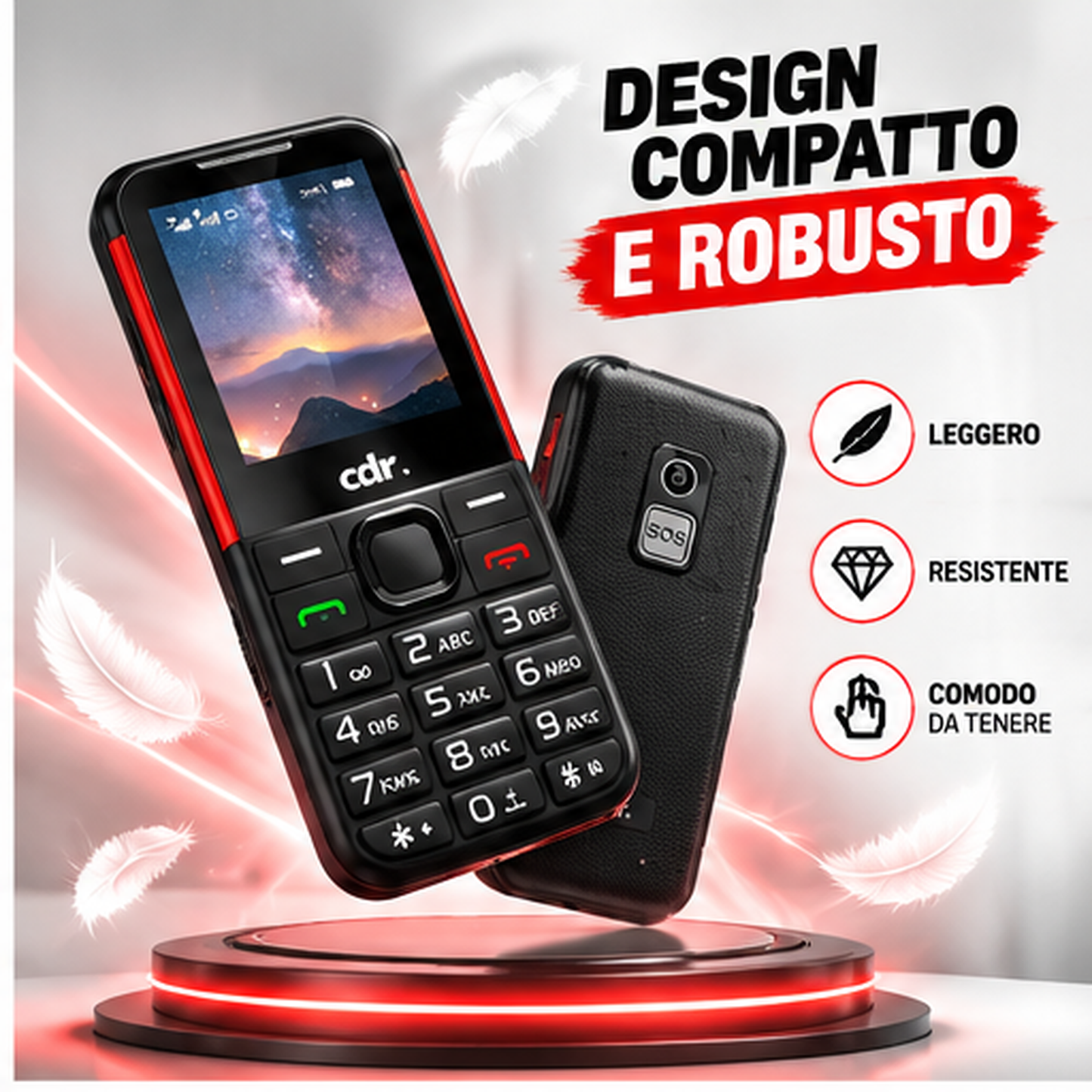 Cellulare Senior Dual SIM con Tasto SOS, Tasti Grandi, Sim Inclusa con Chiamate