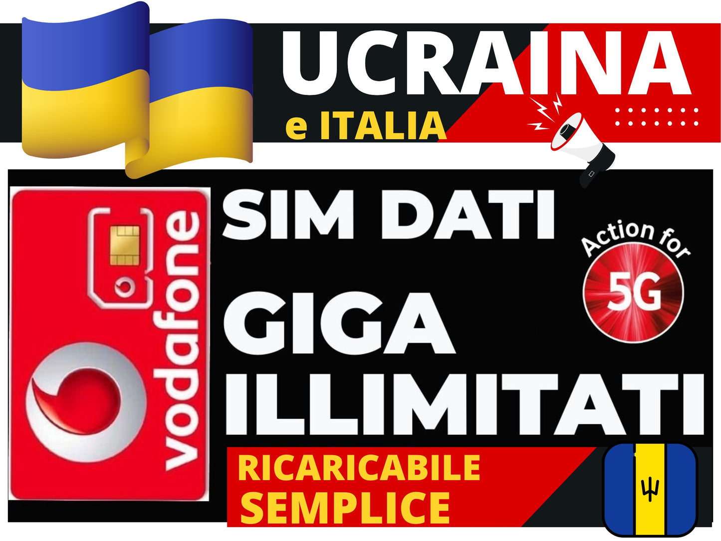 SIM DATI VODAFONE - UCRAINA e ITALIA con GIGA ILLIMITATI in 5G