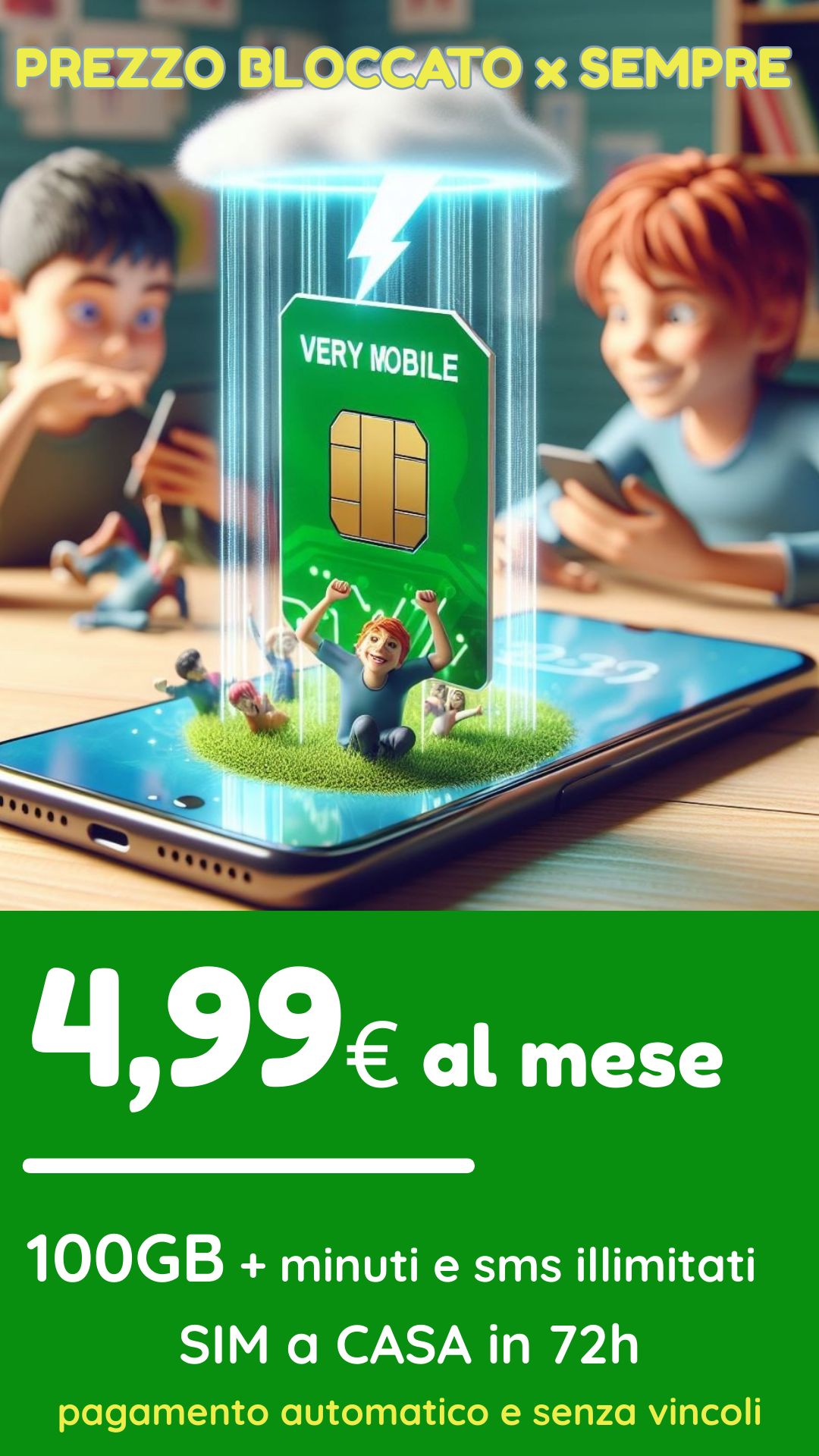 SCHEDA SIM VERY MOBILE con Tariffa Special a 4,99€ al mese e 100GB