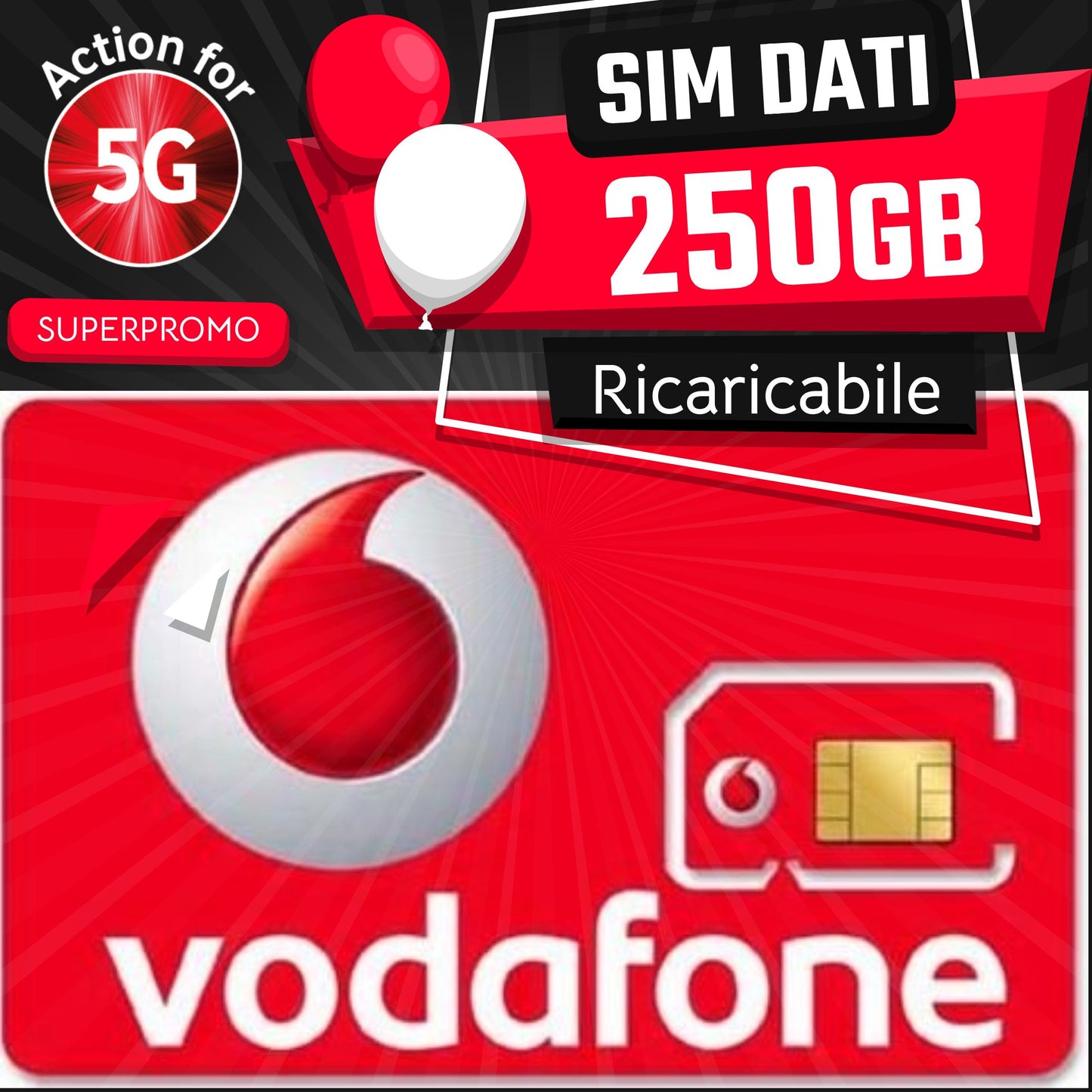 VODAFONE SIM DATI con 250 GIGA in 5G e rinnovo a 11,95€ al mese