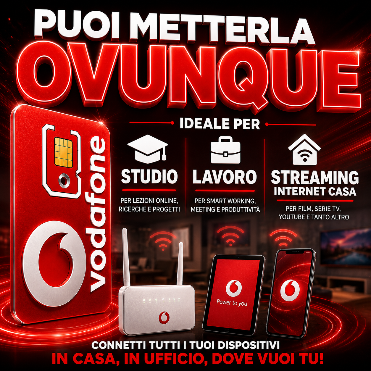 SIM DATI VODAFONE con GIGA ILLIMITATI in 5G in ITALIA e in tutta EUROPA