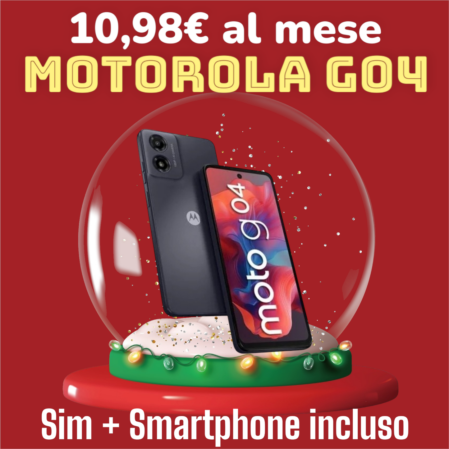 SIM + SMARTPHONE MOTOROLA G04 Android a 10,98€ al mese