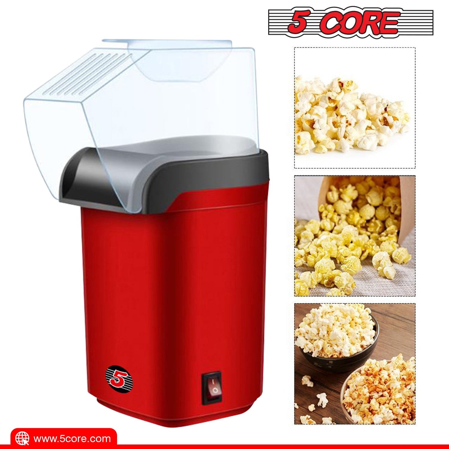 5Core Popcorn Machine Hot Air Electric Popper Kernel Corn Maker Bpa Free No Oil POP R