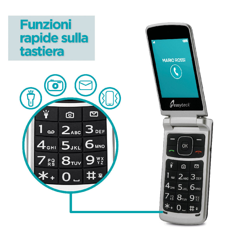 Easyteck F310i - Telefono Anziani Chiusura Flip con doppio display