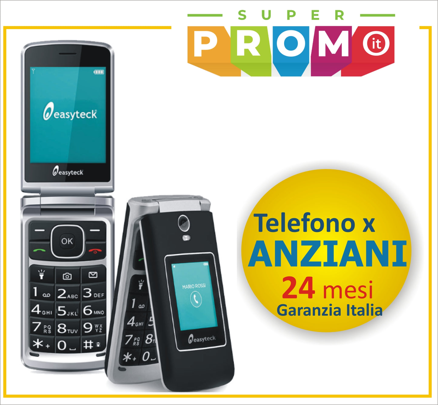 Easyteck F310i - Telefono Anziani Chiusura Flip con doppio display