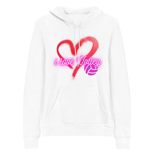 Felpa "i love Volley" con cappuccio